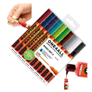 Набор акриловых маркеров Molotow One4All 127HS Basic-Set II для декора и рисования, 10 цв., 2 мм