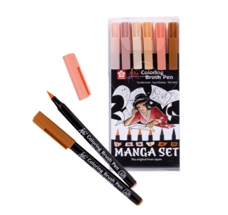 Набор акварельных маркеров для рисования манги "Оттенки кожи" Koi Manga Sakura, 6 цв