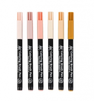 Набор акварельных маркеров для рисования манги "Оттенки кожи" Koi Manga Sakura, 6 цв