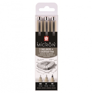 Набор капиллярных ручек Pigma Urban 3 штуки в блистере (черные)