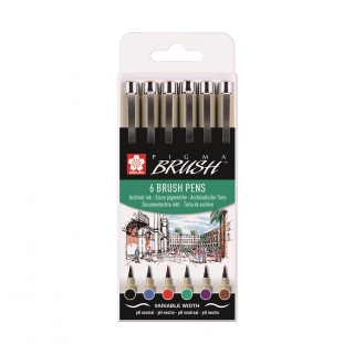Набор капиллярных ручек Pigma Brush 6 штук в блистере (цвета ассорти)