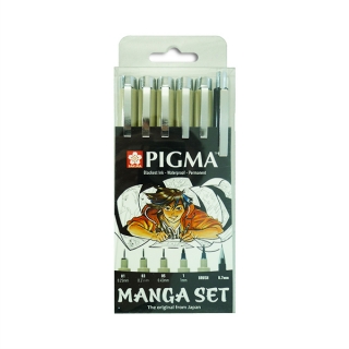 Набор черных линеров Pigma Micron Manga Sakura, 6 предметов