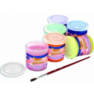 Набор гуаши с блестками Jovi, 12 цветов, кисть в комплекте