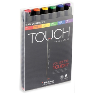 Набор маркеров для скетчинга Touch Twin ShinHanart, 6 основных цветов