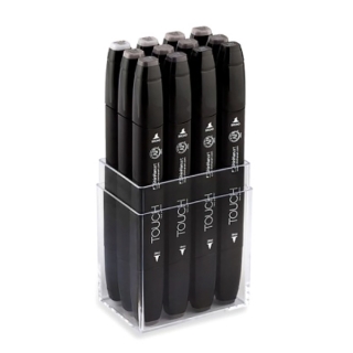 Набор маркеров для скетчинга Touch Twin ShinHanart, 12 цветов, теплые серые тона