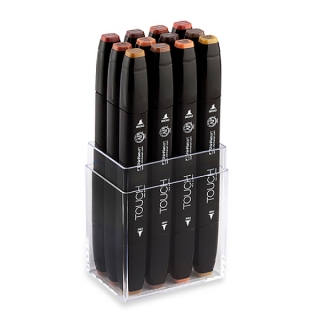 Набор маркеров для скетчинга Touch Twin ShinHanart, 12 цветов, древесные тона