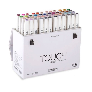Набор двусторонних маркеров с кистью Touch Brush ShinHanart, 48 цветов