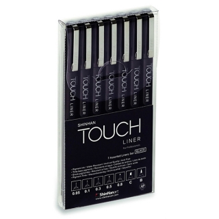 Набор капиллярных ручек-линеров Touch Liner ShinHanart, 7 шт, черные, 0.05-0.8 мм, С, В