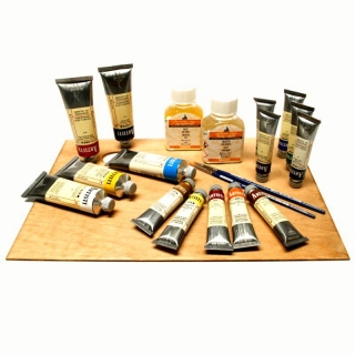 Подарочный набор Maimeri Artisti масляные краски 15 цв., разбавители, кисти, палитра, в деревянном кейсе