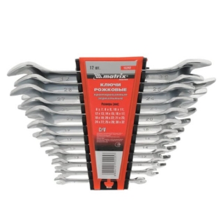Набор рожковых ключей Matrix Elliptical, CrV, хромированные, 6-32 мм, 12 шт., пластиковый держатель