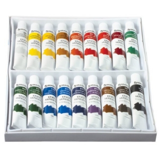 Краски акриловые художественные Debut Brauberg Art, набор 18 цветов по 12 мл, в тубах