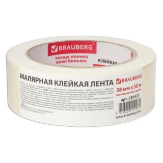 Клейкая малярная лента Brauberg, креппированная 38мм х 50м, профессиональная