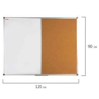 Доска комбинированная: магнитно-маркерная, пробковая для объявлений 90х120 см, РОССИЯ, BRAUBERG, 236865