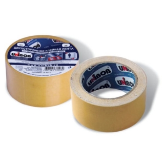 Клейкая лента двусторонняя Unibob, на тонкой полипропиленовой основе, 50мм х 25м, желтая