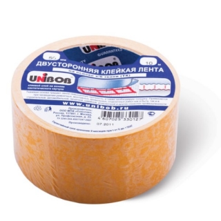 Клейкая лента двусторонняя Unibob, на тканевой основе, 50мм х 10м, оранжевая