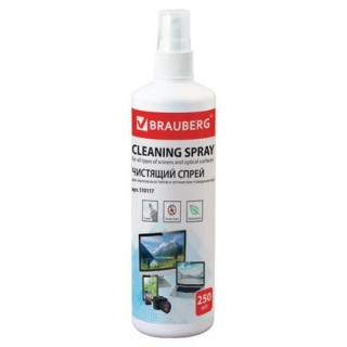 Чистящая жидкость-спрей Brauberg для экранов мониторов, телевизоров и др. оптических поверхностей, 250 мл