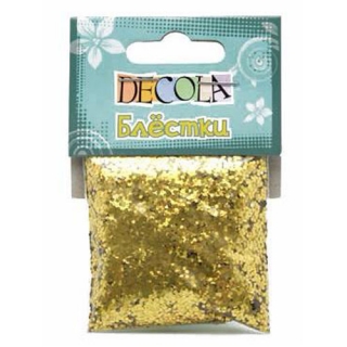 Блестки декоративные Decola, 1 мм, 20 г, золото/серебро