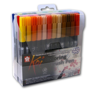 Большой набор акварельных маркеров-кистей Sakura Koi 48 цветов