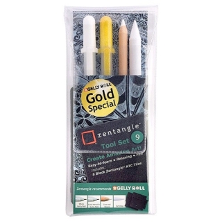 Набор Sakura Zentangle Gelly roll, 2 гелевые ручки, карандаш, растушевка, 9 предм.