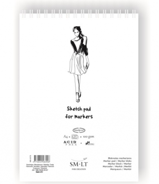 Скетчбук для маркеров SM-LT Art Authentic for Markers 100г/м2 A5 40 листов в папке склейка по длинной стороне