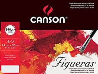 Папка с бумагой для масла Canson Figueras 290г/кв.м 24*32см зерно холста, 6 листов