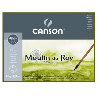 Блок для акварели Canson Moulin du Roy 300г/кв.м (хлопок) 23*30.5см 20листов Фин