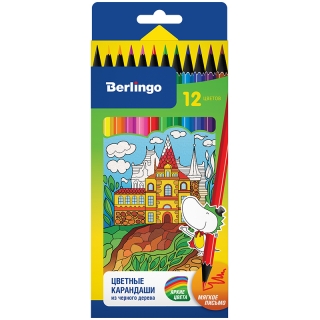 Карандаши Berlingo "Волшебный дворец", 12цв., черное дерево, заточен., картон, европодвес