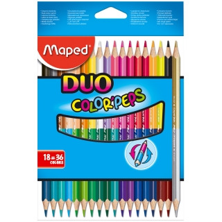 Карандаши двусторонние Maped "Color Peps", 36цв., 18шт., трехгран., заточен., картон, европодвес