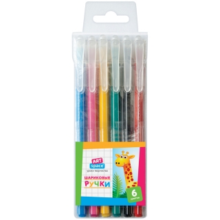 Набор шариковых ручек ArtSpace, 6шт., 6 цветов, 0,7мм