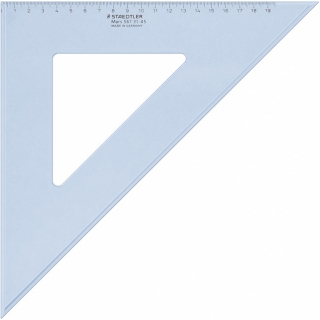 Угольник Mars 45/45, 36 см, пластик, прозрачный голубой