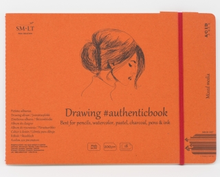 Альбом для смешанных техник Authentic Mixed Media SM-LT 200г/м2 24.5х18.5см 18листов с закладкой-застежкой, книжный переплет (сшитый)