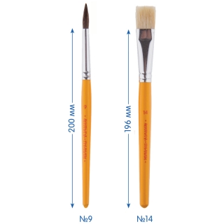Набор кистей №2 Мульти-Пульти, 2шт., круглая №9 пони, плоская №14 щетина