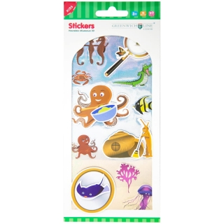 Наклейки объемные Greenwich Line "Подводный мир", 3D 9,5*19,7см, пакет, европодвес