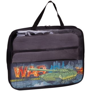 Папка с ручками А4 ArtSpace "Военная техника", молния вокруг, печать на пластике, 50мм