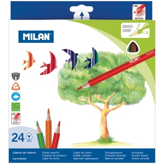Карандаши Milan "231", 24цв., трехгран., заточен., картон, европодвес