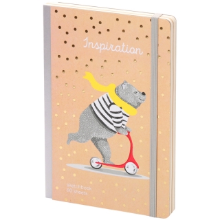 Скетчбук - альбом для рисования 80л. А5 Greenwich Line "Trendy kraft", 100г/м2, тв.обл, карман, доп.листы крафт