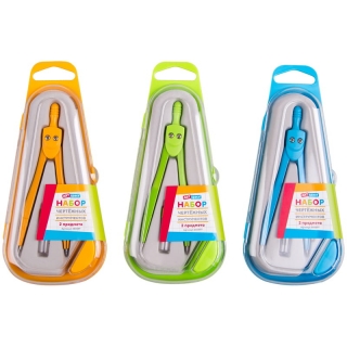 Готовальня ArtSpace, 2 предмета, циркуль 115мм, пластиковый футляр, цвет ассорти