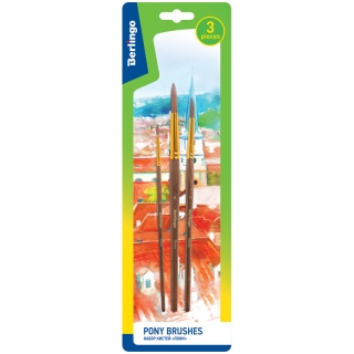 Набор кистей Berlingo, 3шт., пони, круглые №2, 5, 8, блистер