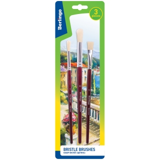 Набор кистей Berlingo, 3шт., щетина, круглые №7, 12, плоская №12, блистер