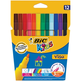 Фломастеры Bic "Visa 880", 12цв., смываемые, европодвес