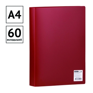 Папка с 60 вкладышами OfficeSpace, 35мм, 400мкм, красная