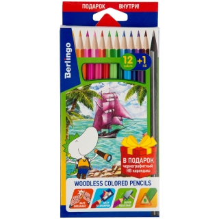 Цветные карандаши пластиковые Berlingo "Корабли", 12цв.+1 ч/г HB, заточен., картон, европодвес