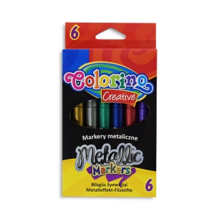 Набор маркеров для рисования на бумаге и картоне Metallic Colorino, 6 цветов металлик