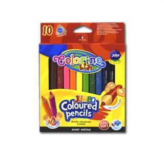 Набор детских цветных мини-карандашей Colorino Jumbo short, длина 8.9 см, 10 цветов