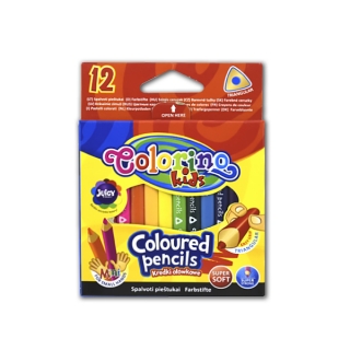 Цветные трехгранные детские мини-карандаши Colorino Jumbo mini, 8.9 см, 12 цветов