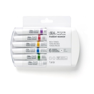 Набор маркеров Winsor&Newton Pigment Marker 6шт., насыщенные оттенки