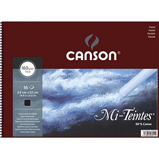 Альбом для пастели Canson Mi-Teintes 160г/кв.м 24*32см 16листов №425 черный спираль