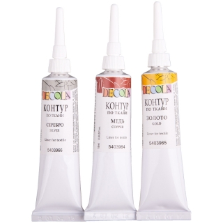 Набор акриловых контуров «Металлик» для росписи по ткани Decola НЕВСКАЯ ПАЛИТРА, 3 цвета по 18 мл
