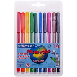Фломастеры Centropen "Colour World", 10цв., трехгранные, смываемые, блистер