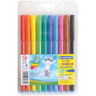 Фломастеры Centropen "Super Washable", 10цв., смываемые, блистер